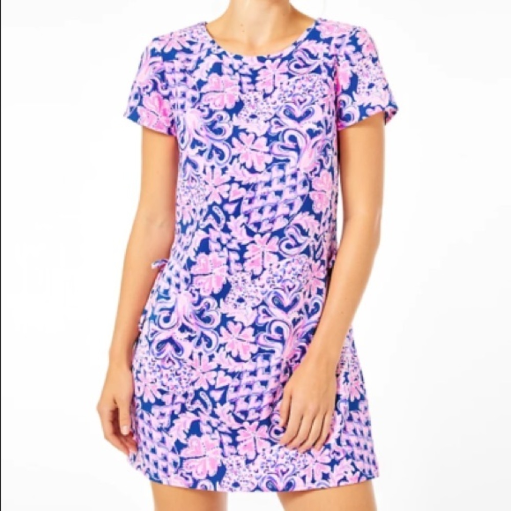 Lilly Pulitzer Blanca Stretch Romper Indigo Love You Bunches Hearts  14
